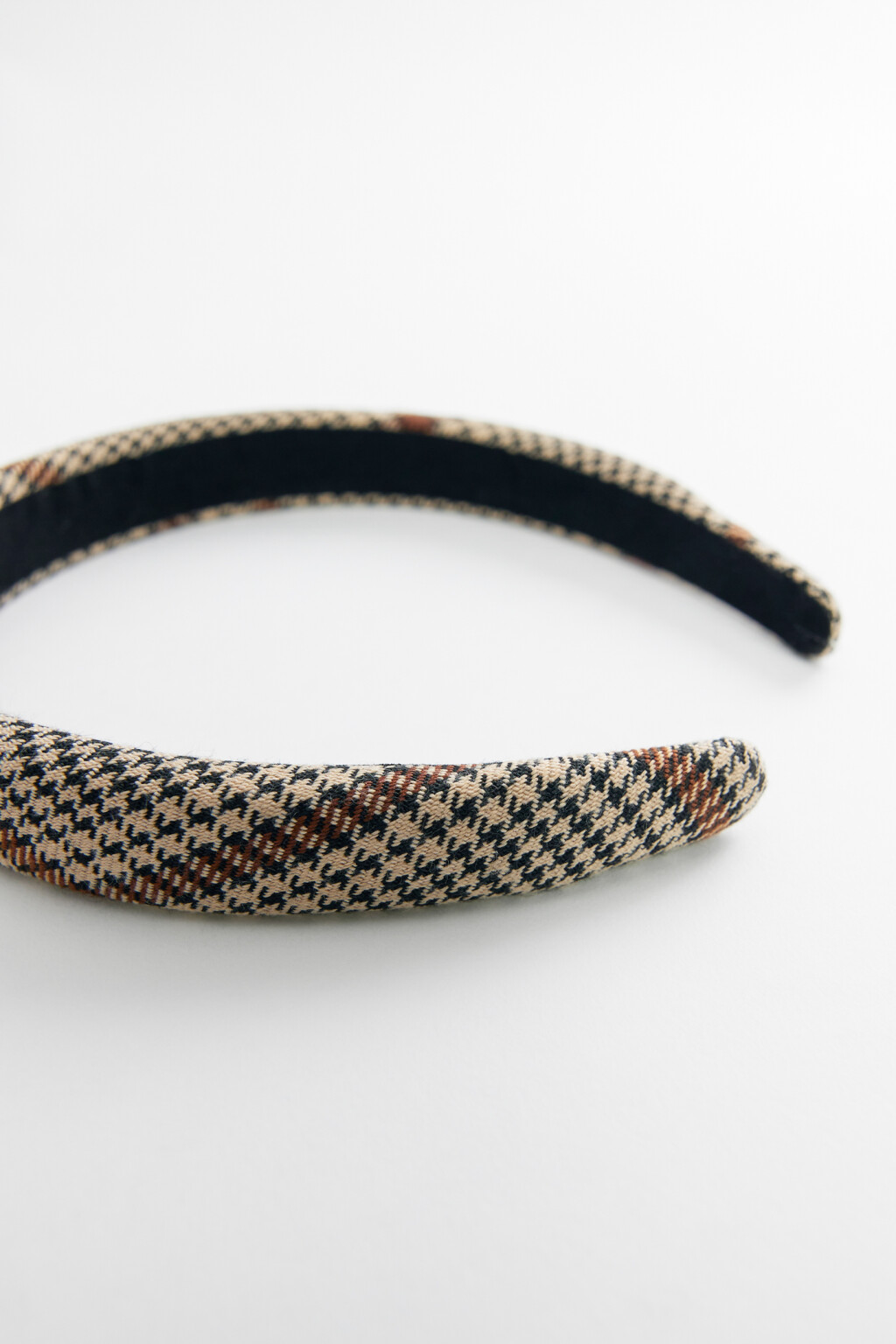 Ободок широкий текстильный в клетку - цвет бежевый - 2