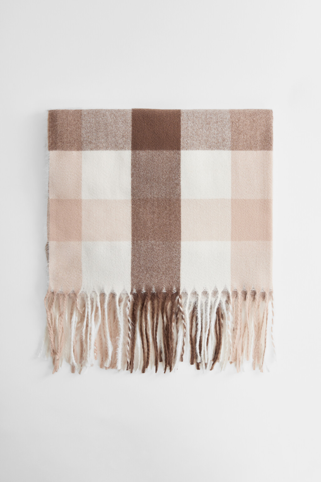 Шарф тонкой вязки клетчатый с бахромой - цвет мультиколор - 3