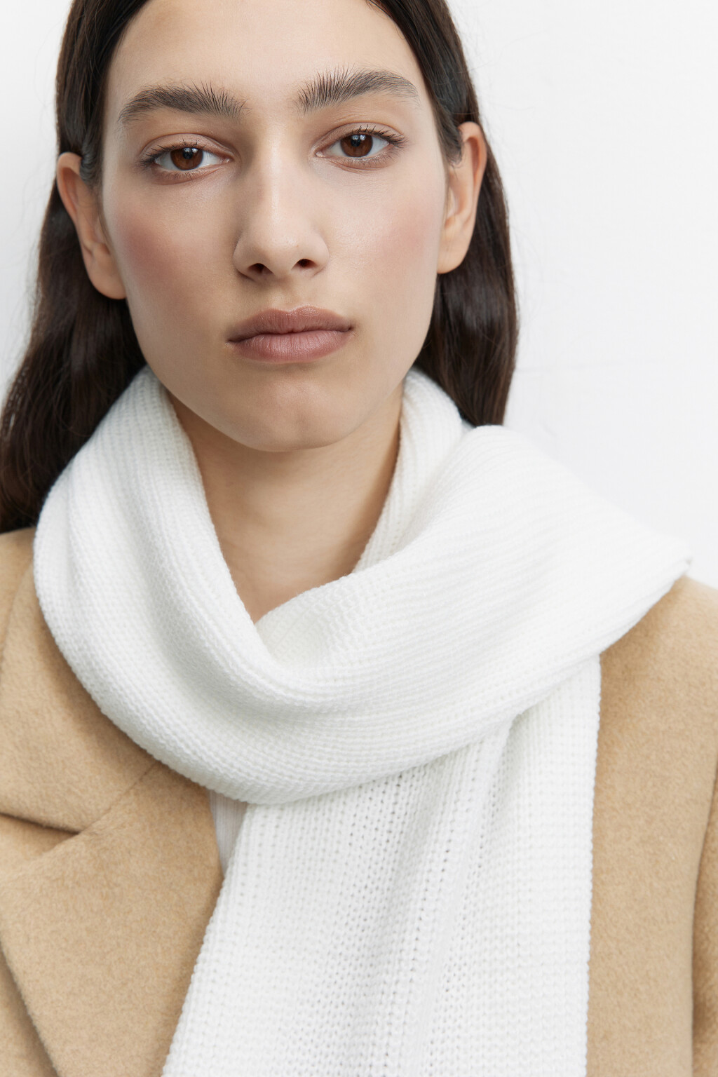 Шарф тонкий однотонный из переработанного полиэстера - цвет бежевый - 2