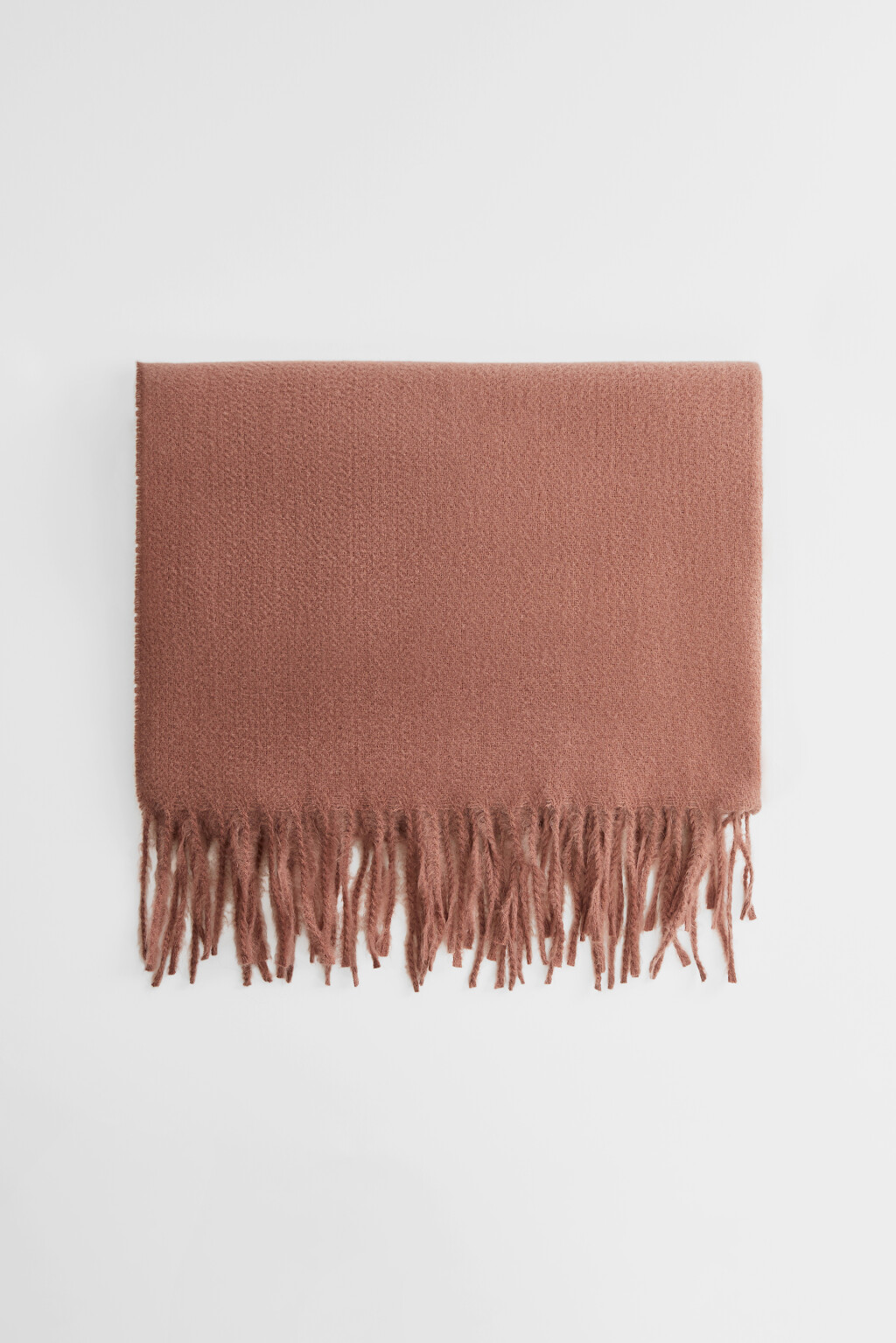 Шарф тонкий однотонный с бахромой - цвет коричневый - 1