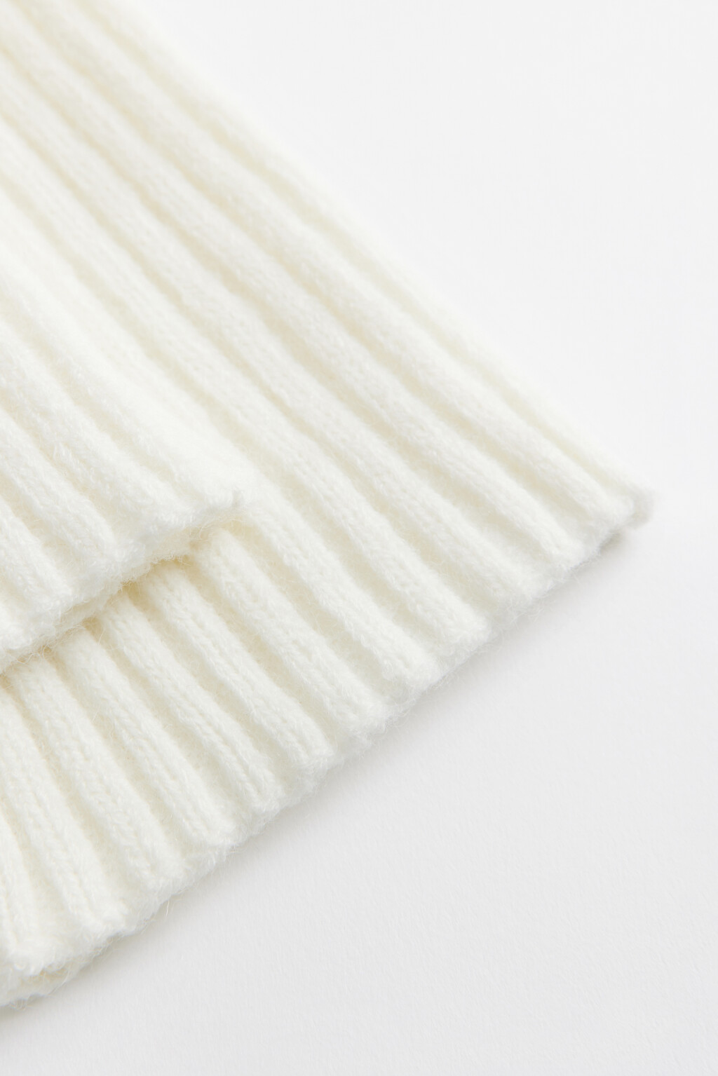 Гетры высокие вязаные в рубчик - цвет молочный - 3