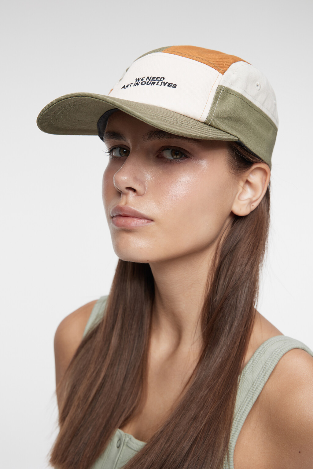 Бейсболка хлопковая в стиле колор-блок с надписью - цвет мультиколор - 1