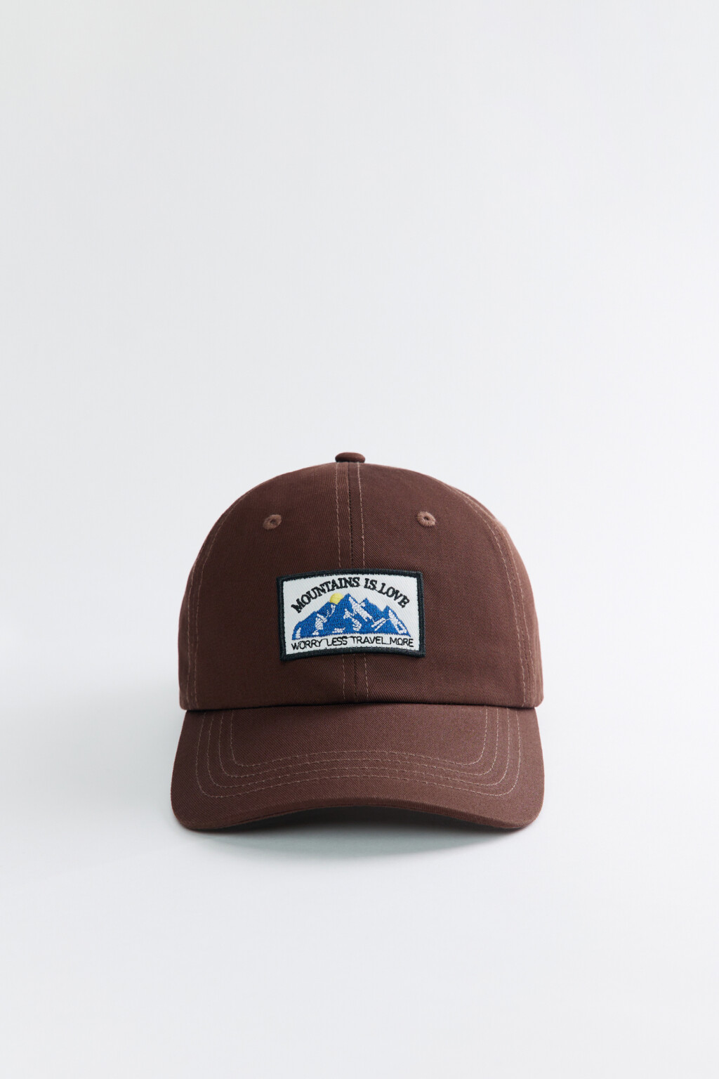 Бейсболка хлопковая с принтом-вышивкой - цвет коричневый - 1