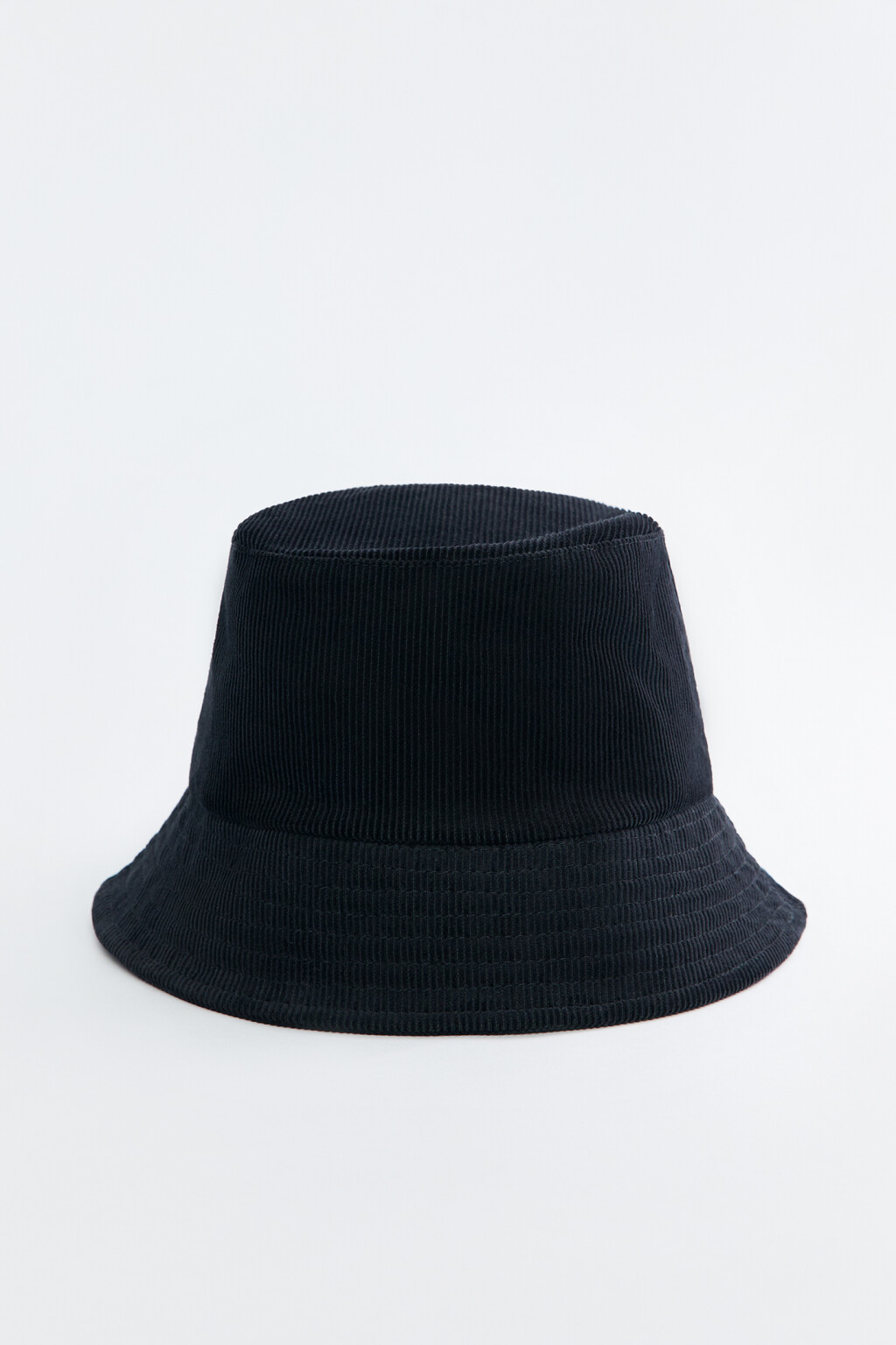 Панама высокая хлопковая в рубчик с узкими полями - цвет черный - 1