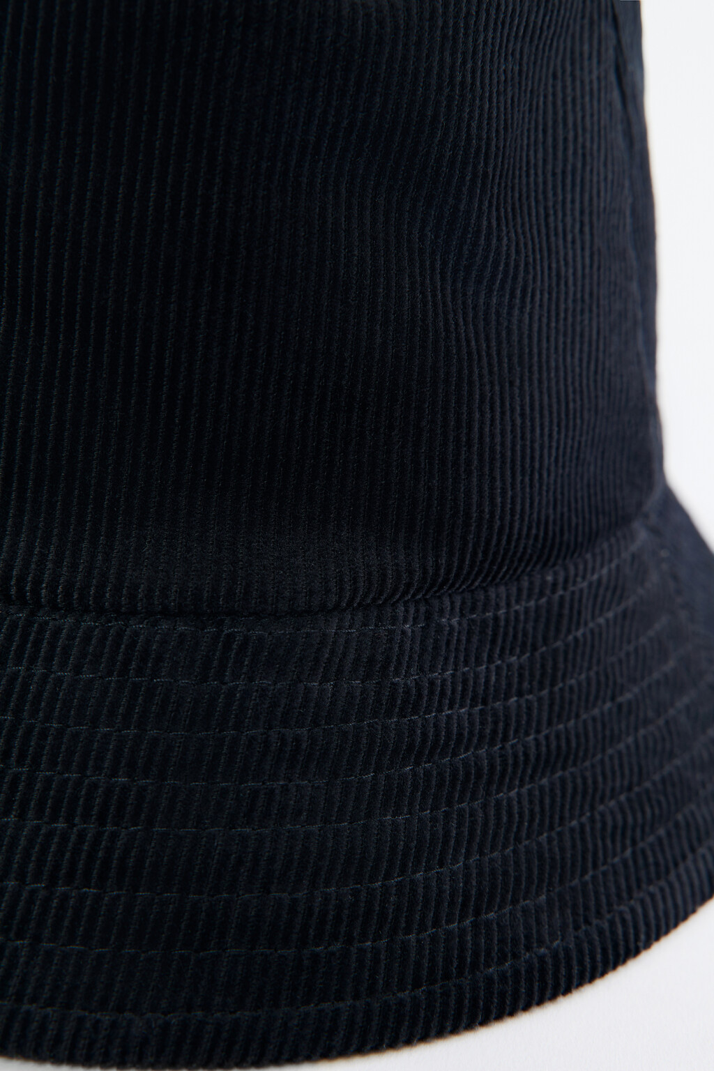 Панама высокая хлопковая в рубчик с узкими полями - цвет черный - 2