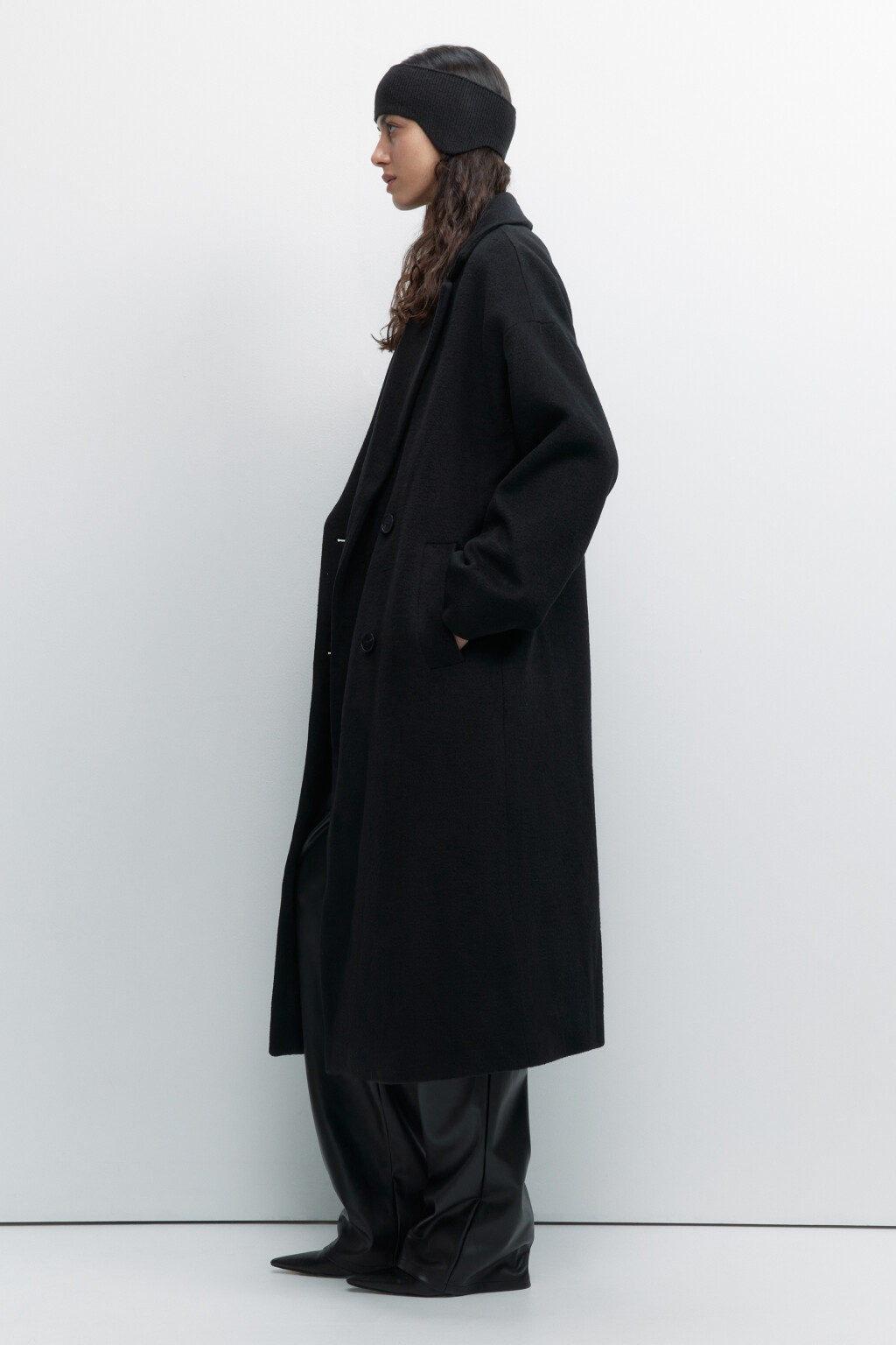 Повязка на голову вязаная с ушами - цвет черный - 5