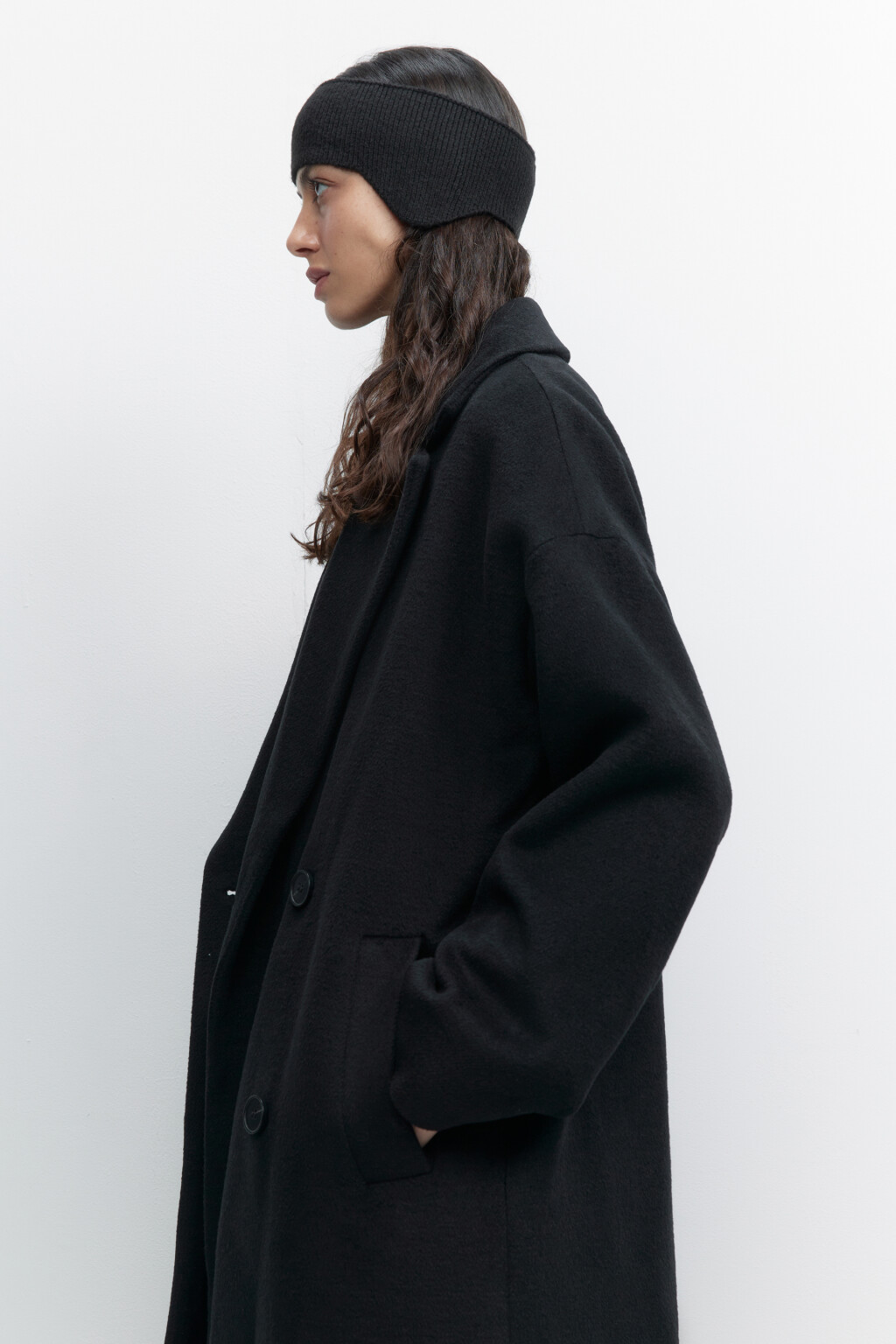 Повязка на голову вязаная с ушами - цвет черный - 1