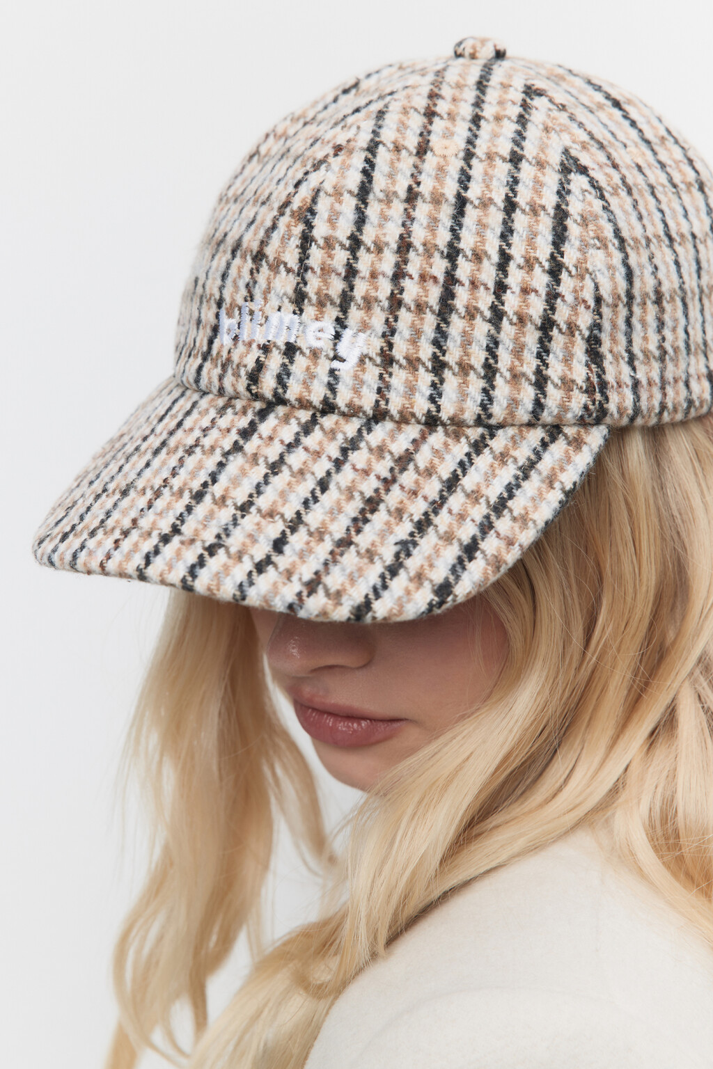 Бейсболка фетровая в клетку с принтом-надписью - цвет мультиколор - 2