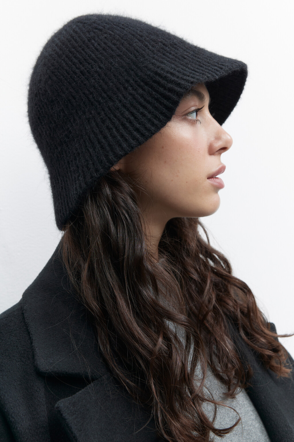 Панама высокая вязаная из кроличьей шерсти - цвет черный - 1