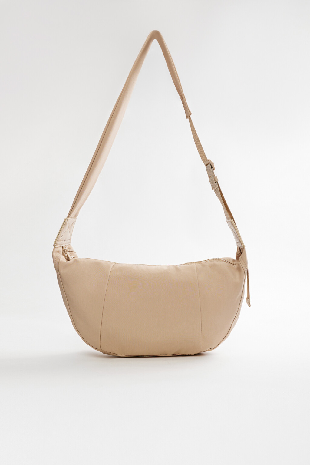 Сумка-багет текстильная мягкая с ремнем на плечо - цвет коричневый - 1