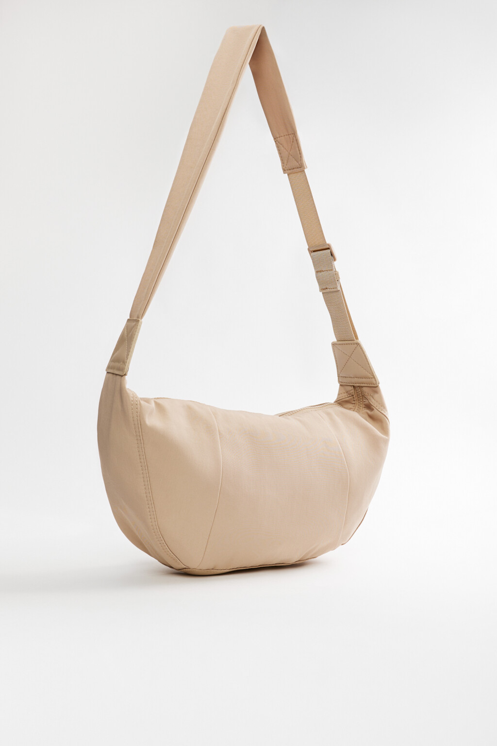 Сумка-багет текстильная мягкая с ремнем на плечо - цвет коричневый - 2