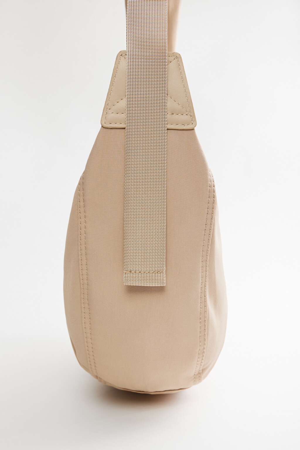 Сумка-багет текстильная мягкая с ремнем на плечо - цвет коричневый - 3