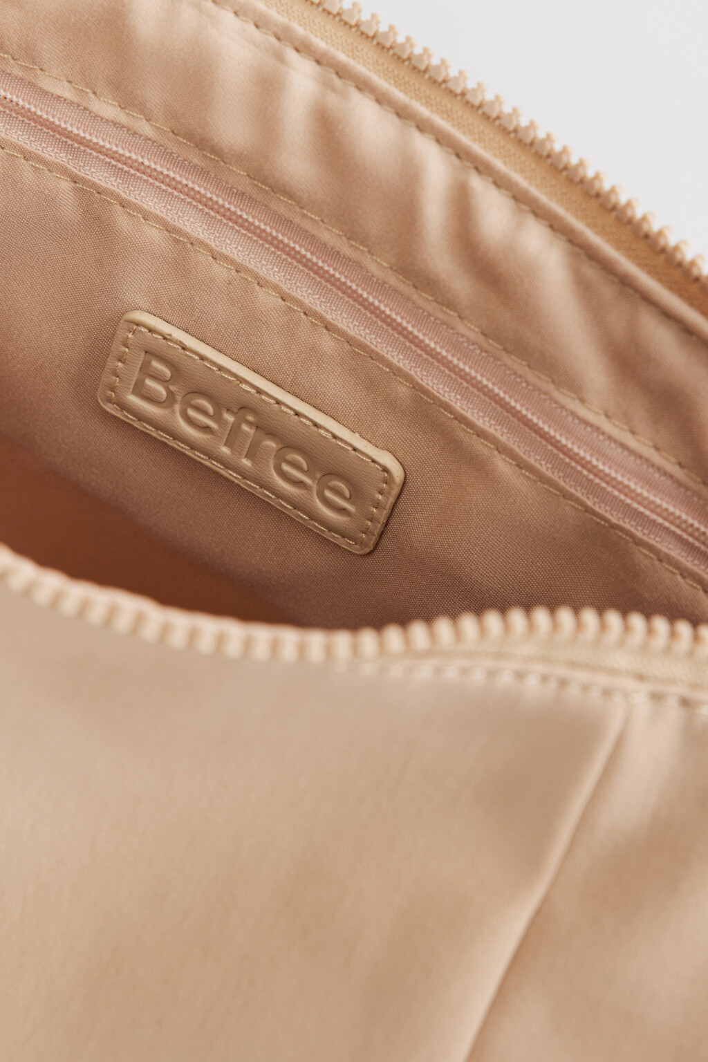 Сумка-багет текстильная мягкая с ремнем на плечо - цвет коричневый - 5