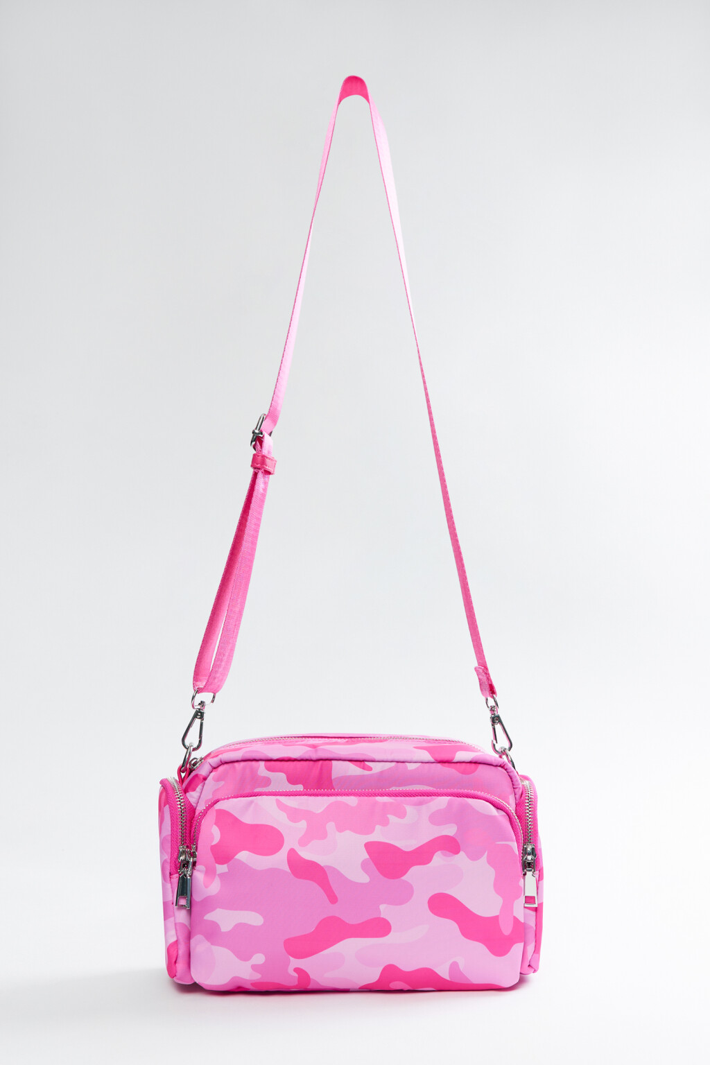 Сумка-барсетка текстильная с широким ремнем - цвет розовый - 1