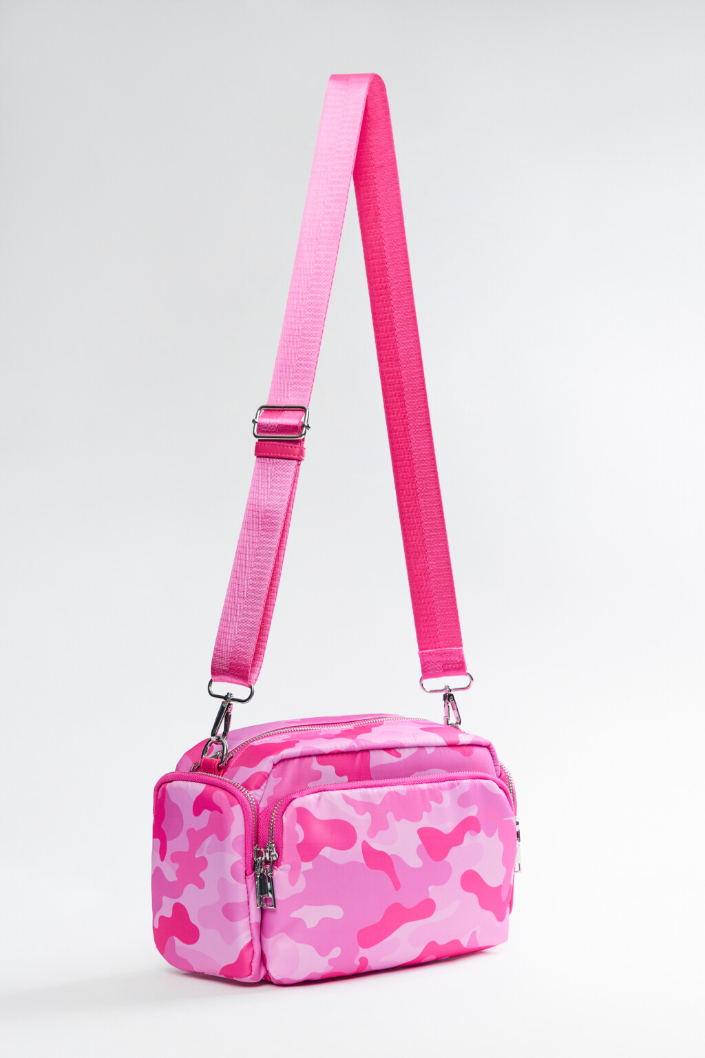 Сумка-барсетка текстильная с широким ремнем - цвет розовый - 2