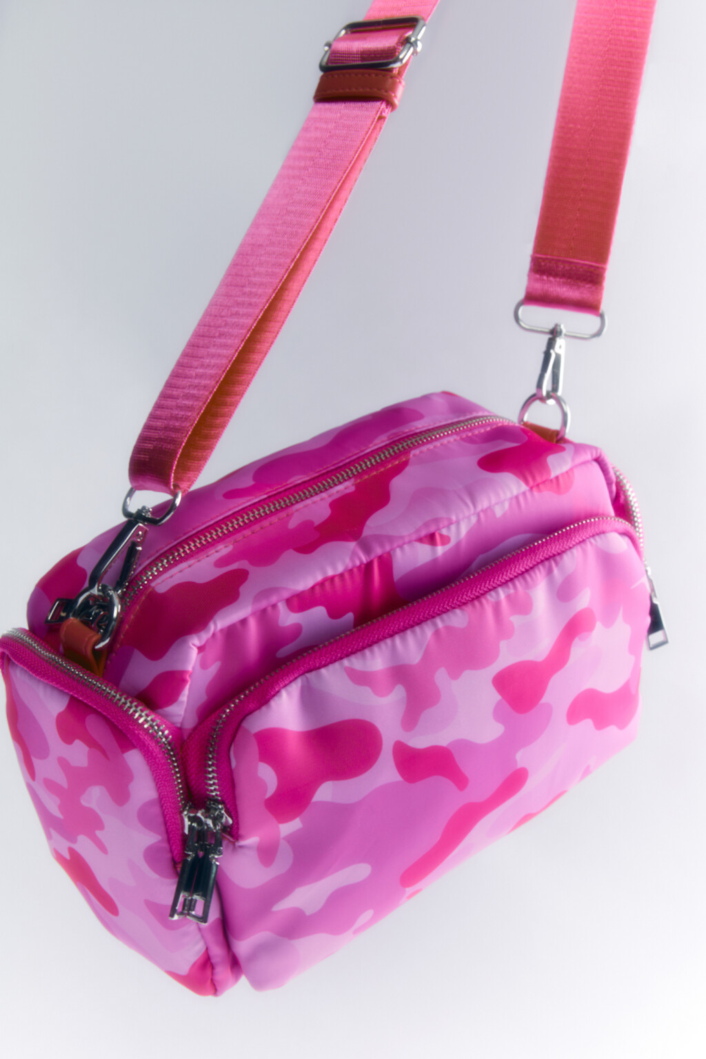 Сумка-барсетка текстильная с широким ремнем - цвет розовый - 4