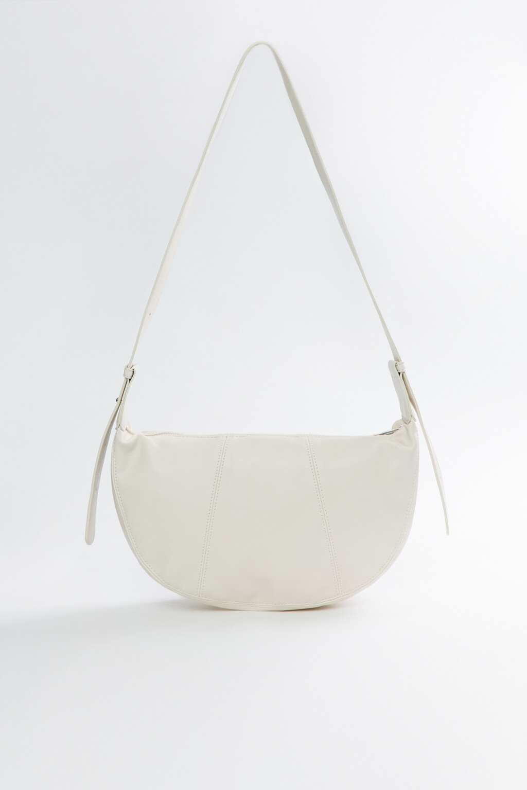 Сумка-багет мягкая с ремнем на плечо - цвет бежевый - 1