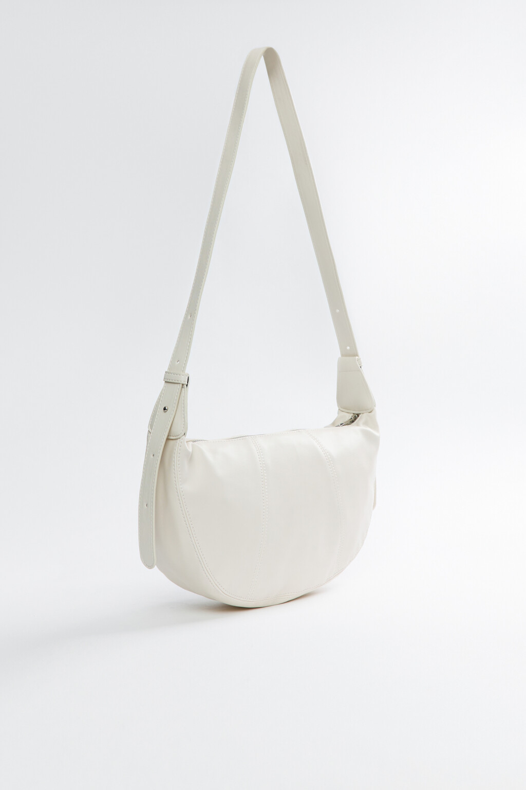 Сумка-багет мягкая с ремнем на плечо - цвет бежевый - 2