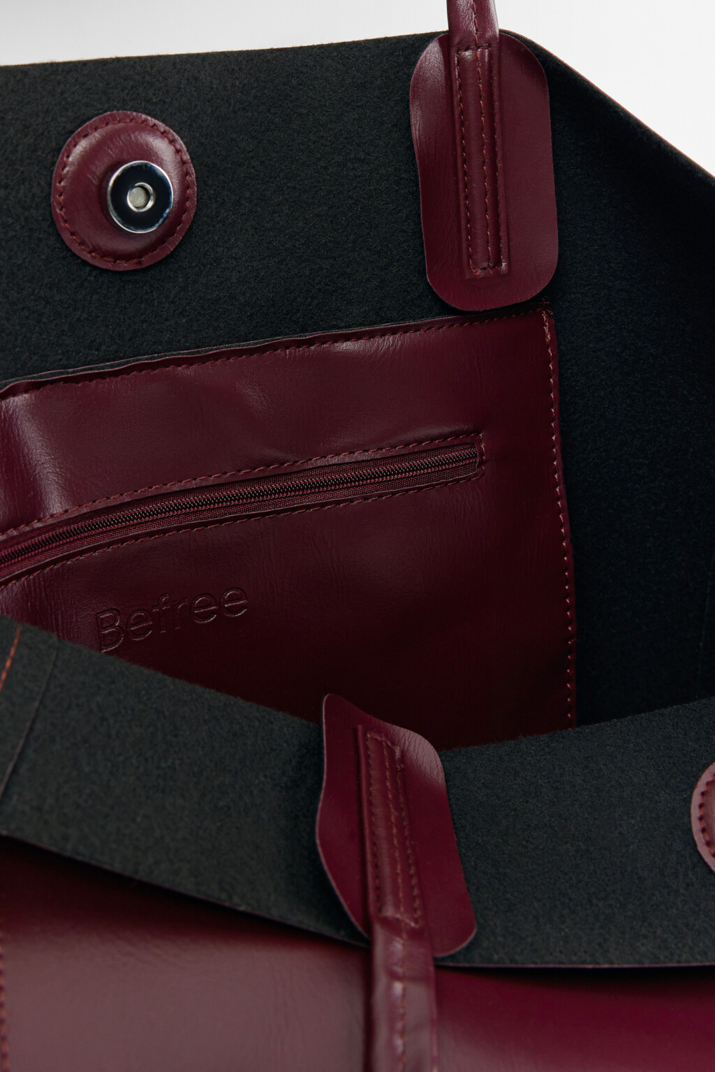 Сумка-тоут на плечо мягкая  - цвет бордовый - 4