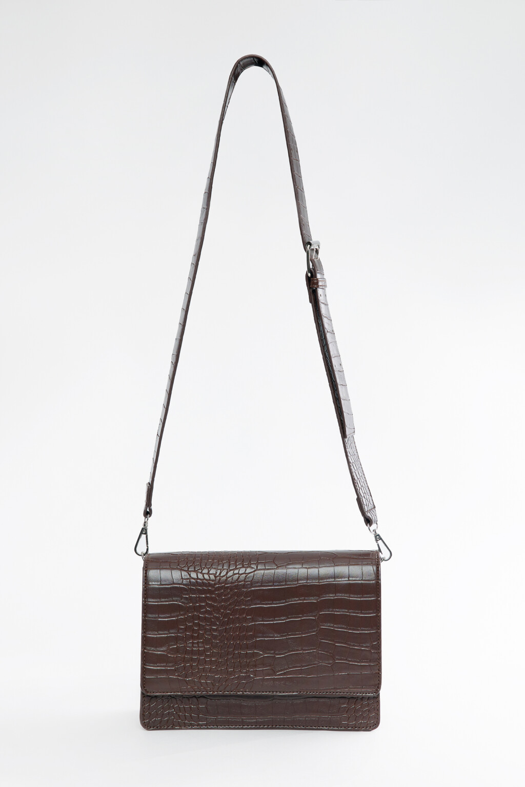 Сумка-кроссбоди из искусственной кожи под крокодила - цвет коричневый - 1