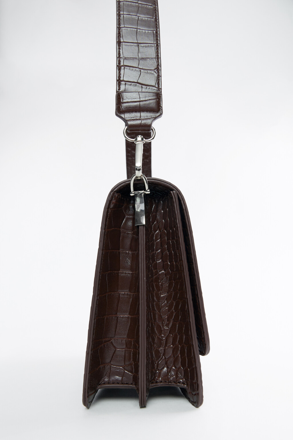 Сумка-кроссбоди из искусственной кожи под крокодила - цвет коричневый - 3