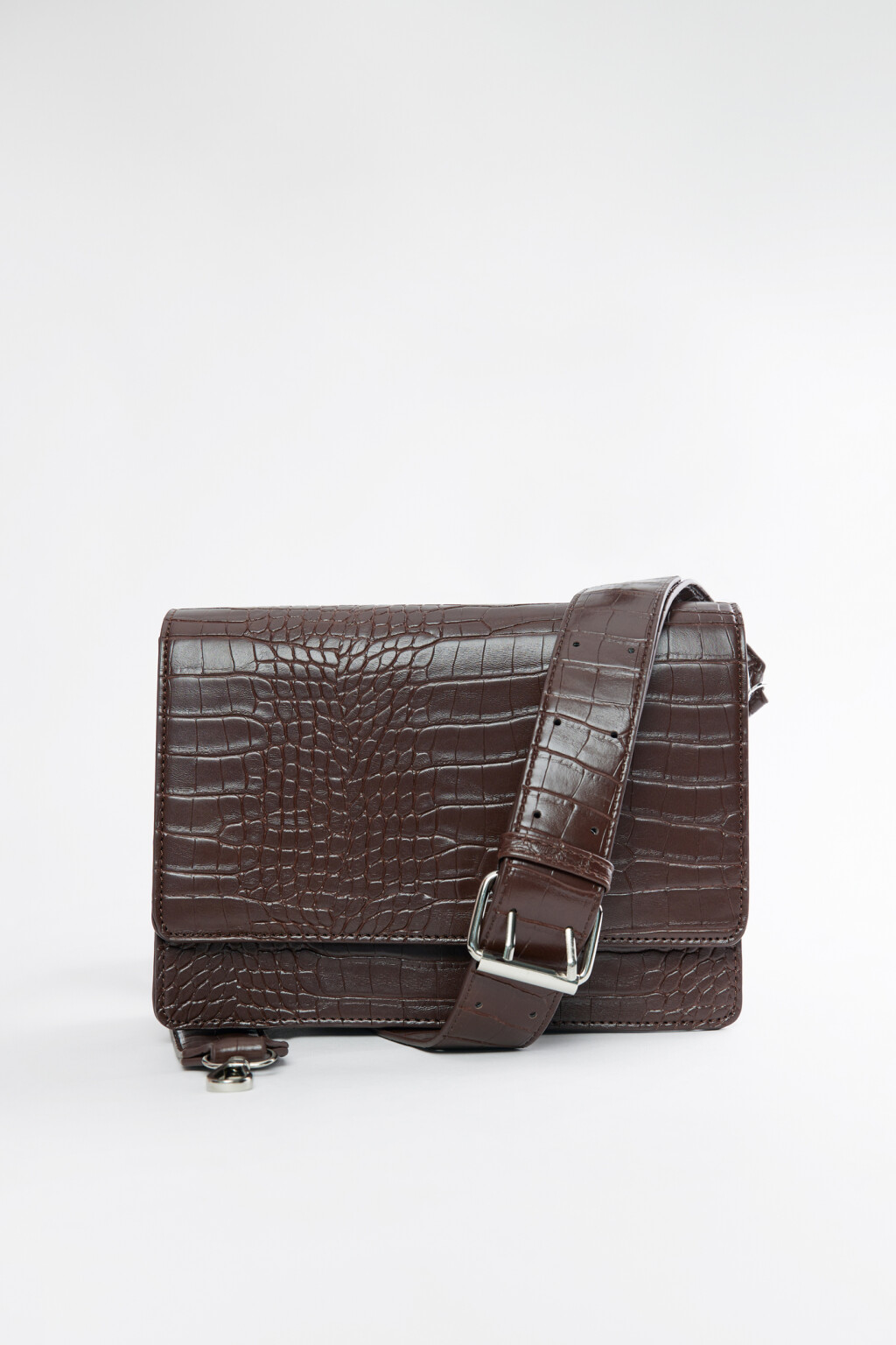 Сумка-кроссбоди из искусственной кожи под крокодила - цвет коричневый - 6