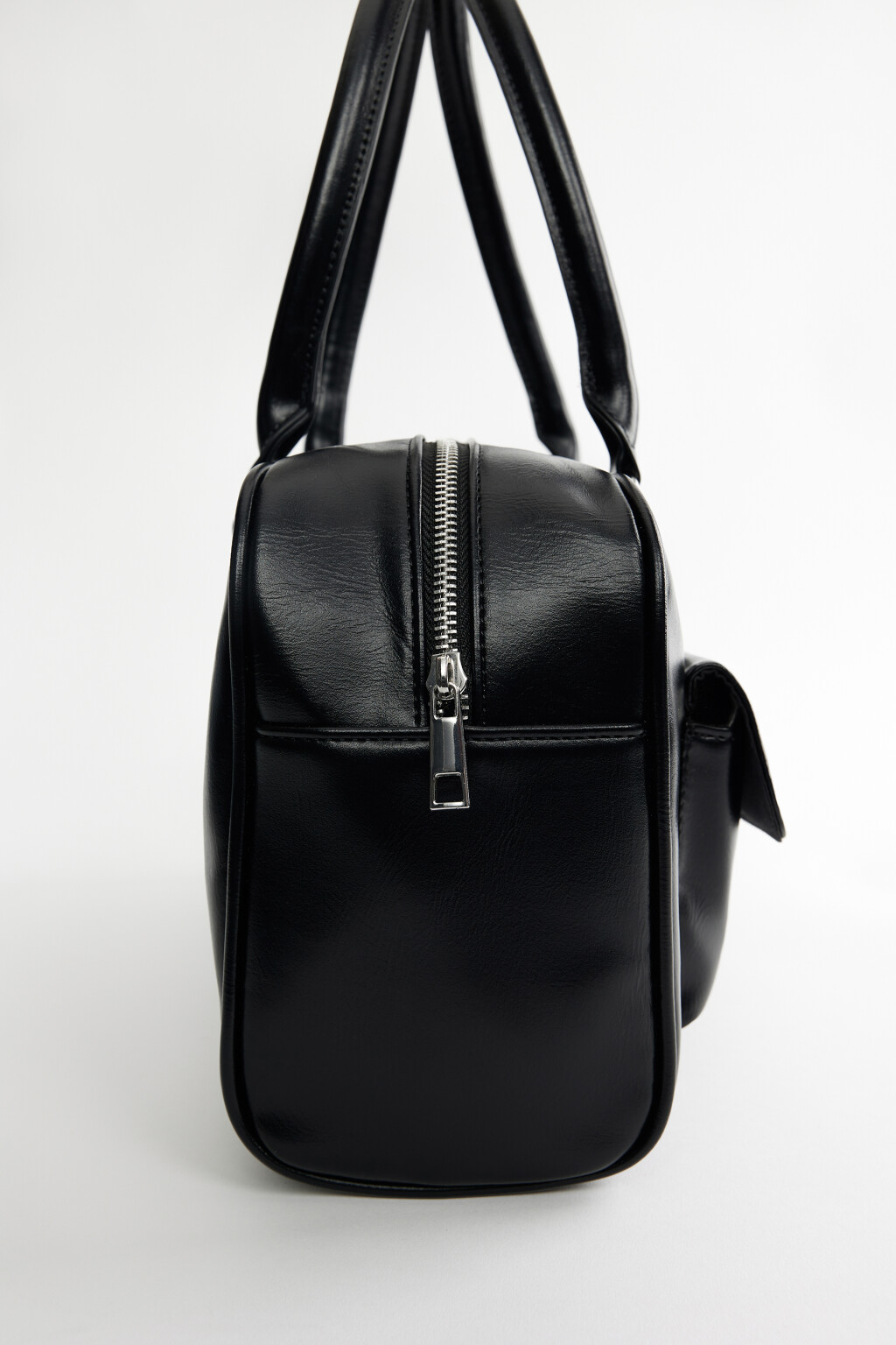 Сумка-портфель из искусственной кожи с ручками и карманами - цвет черный - 3