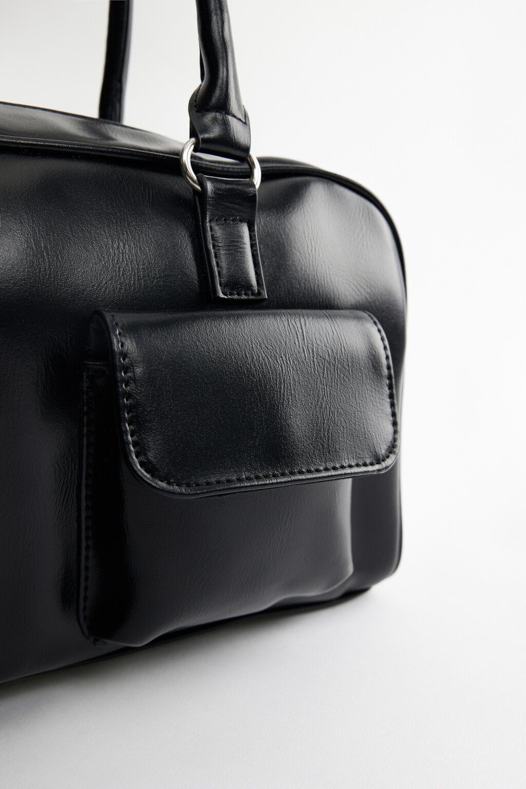 Сумка-портфель из искусственной кожи с ручками и карманами - цвет черный - 4