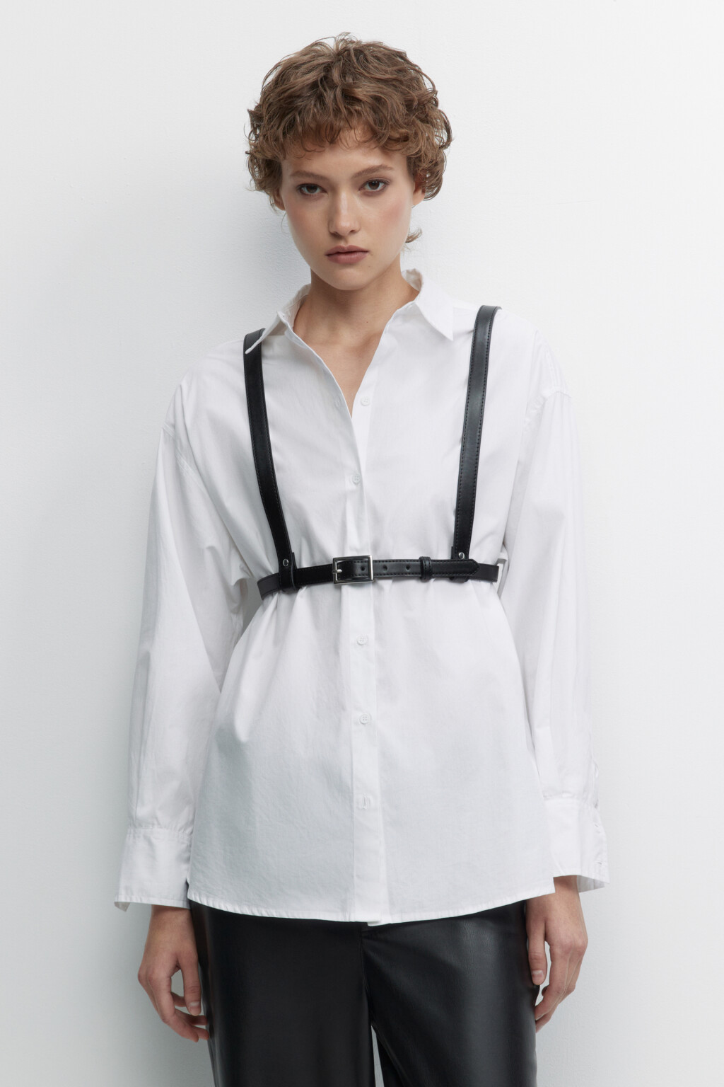 Портупея с тонкими ремешками - цвет черный - 1