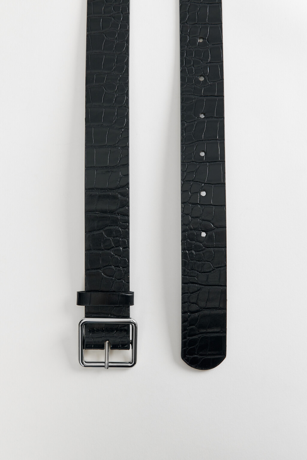 Ремень из искусственной кожи широкий с квадратной пряжкой - цвет черный - 3