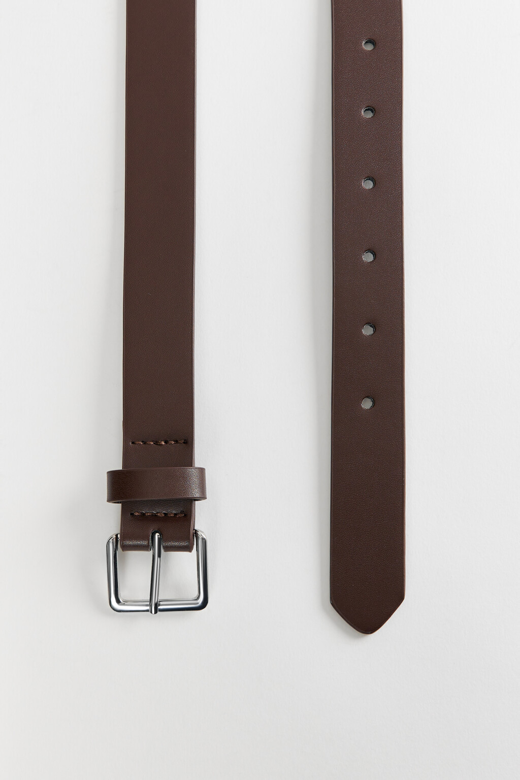 Ремень тонкий с квадратной пряжкой - цвет коричневый - 2