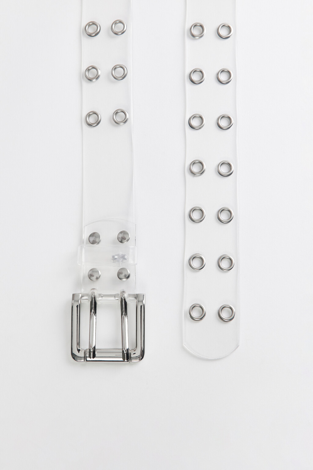 Ремень пластиковый прозрачный с металлическими люверсами - цвет черный - 2