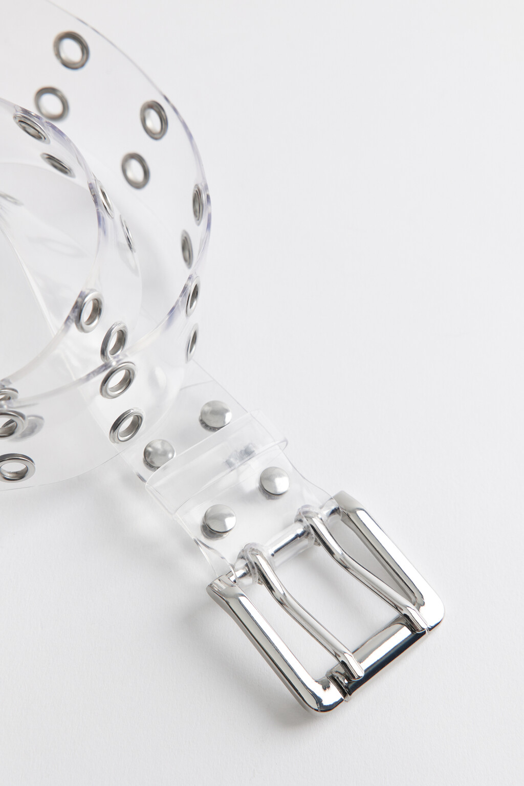 Ремень пластиковый прозрачный с металлическими люверсами - цвет черный - 3