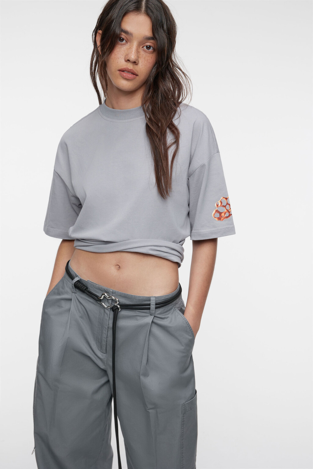 Ремень-шнурок текстильный с фигурной пряжкой - цвет черный - 1