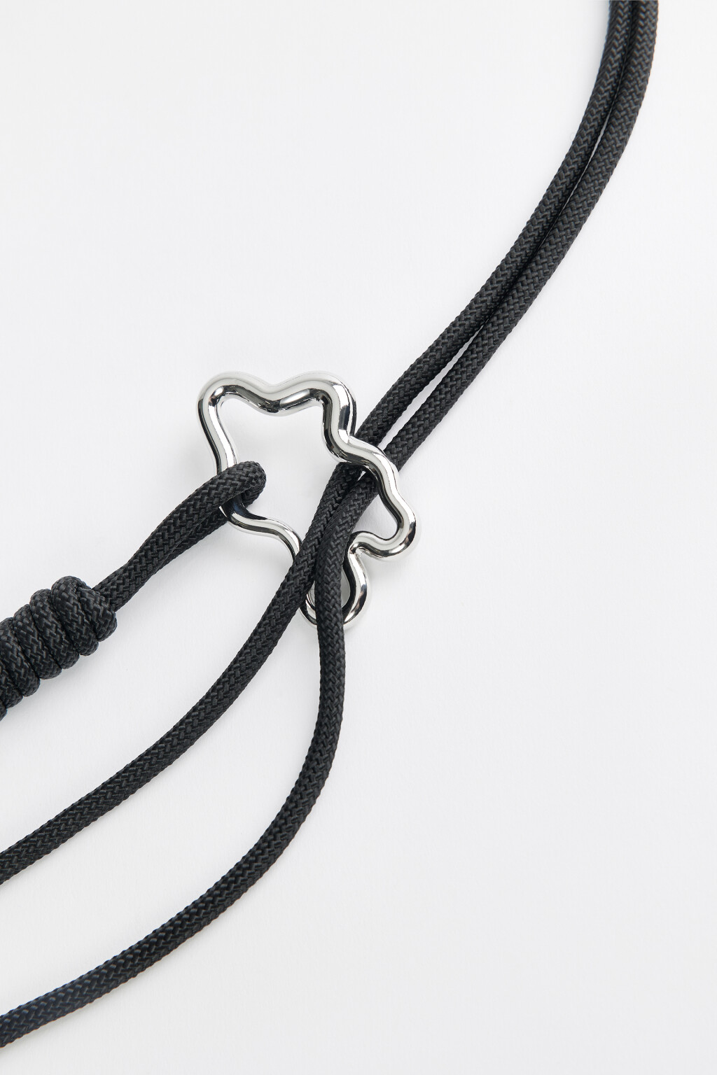 Ремень-шнурок текстильный с фигурной пряжкой - цвет черный - 2