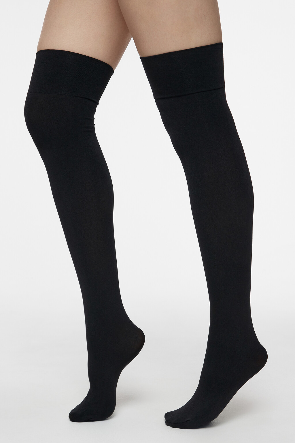 Гольфы плотные однотонные выше колена - цвет черный - 1