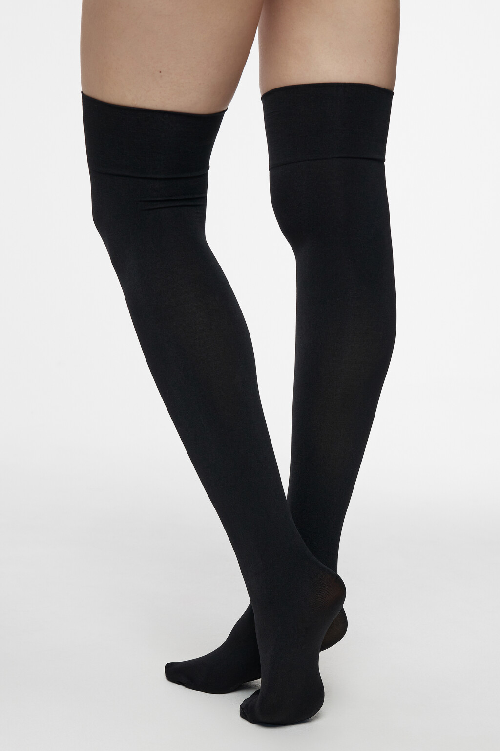 Гольфы плотные однотонные выше колена - цвет черный - 2