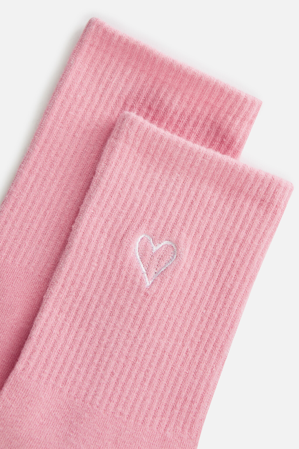 Носки высокие с вышивкой-сердечком - цвет розовый - 3