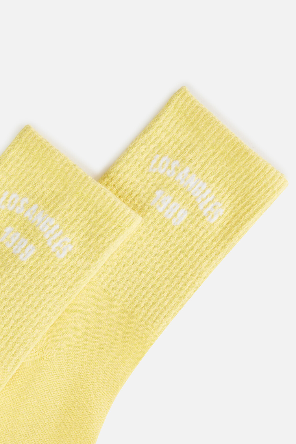 Носки высокие хлопковые с принтом-надписью - цвет желтый - 3
