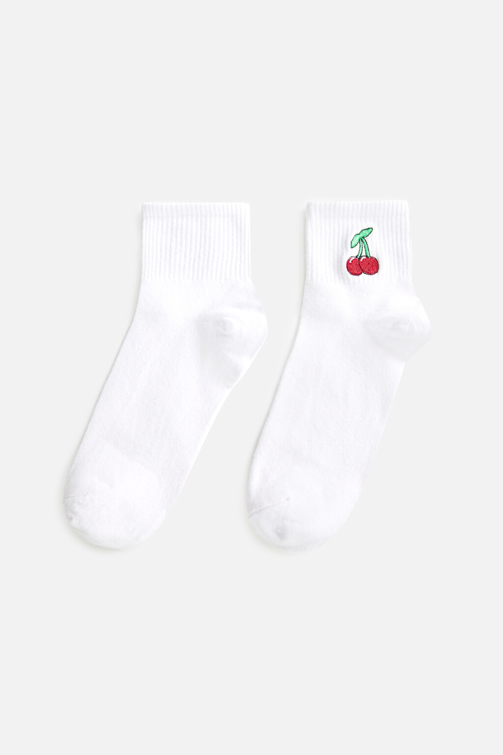 Носки короткие с принтом-вышивкой - цвет красный - 1