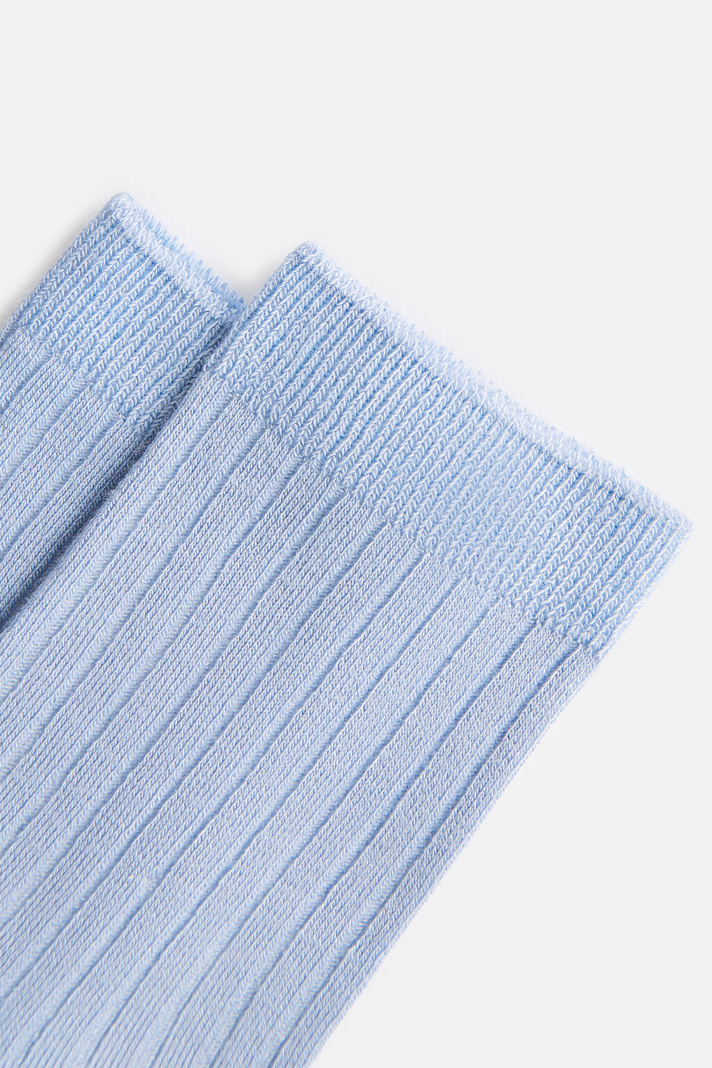 Носки высокие вискозные в рубчик - цвет голубой - 2
