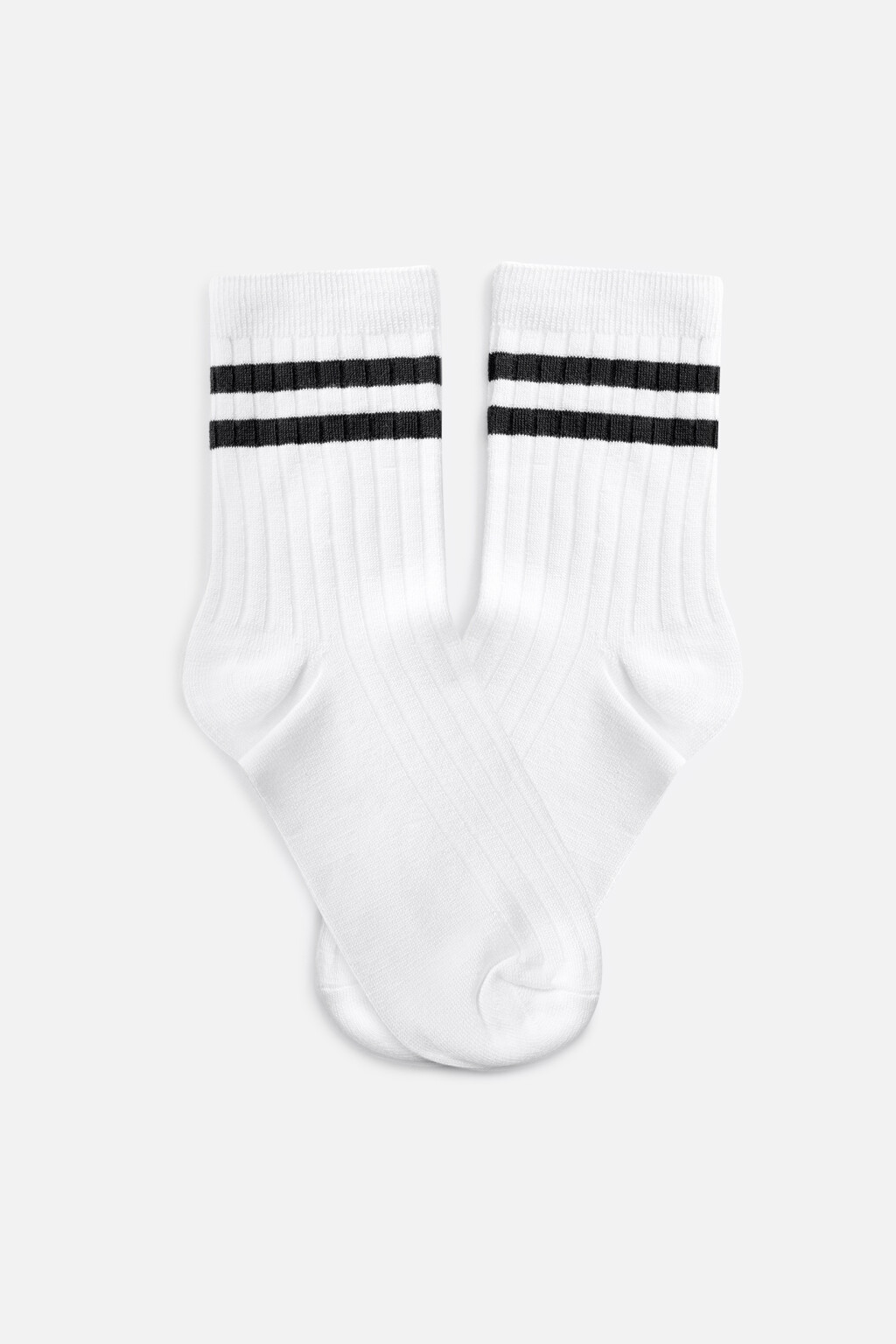 Носки высокие вискозные с полосками - цвет черный - 2