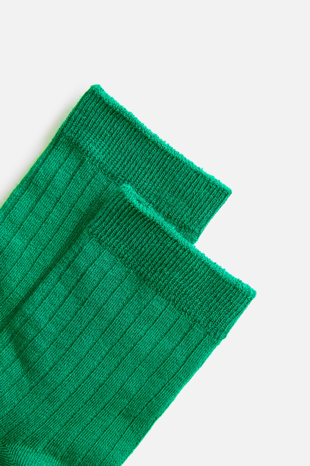 Носки высокие вискозные в рубчик - цвет зеленый - 2