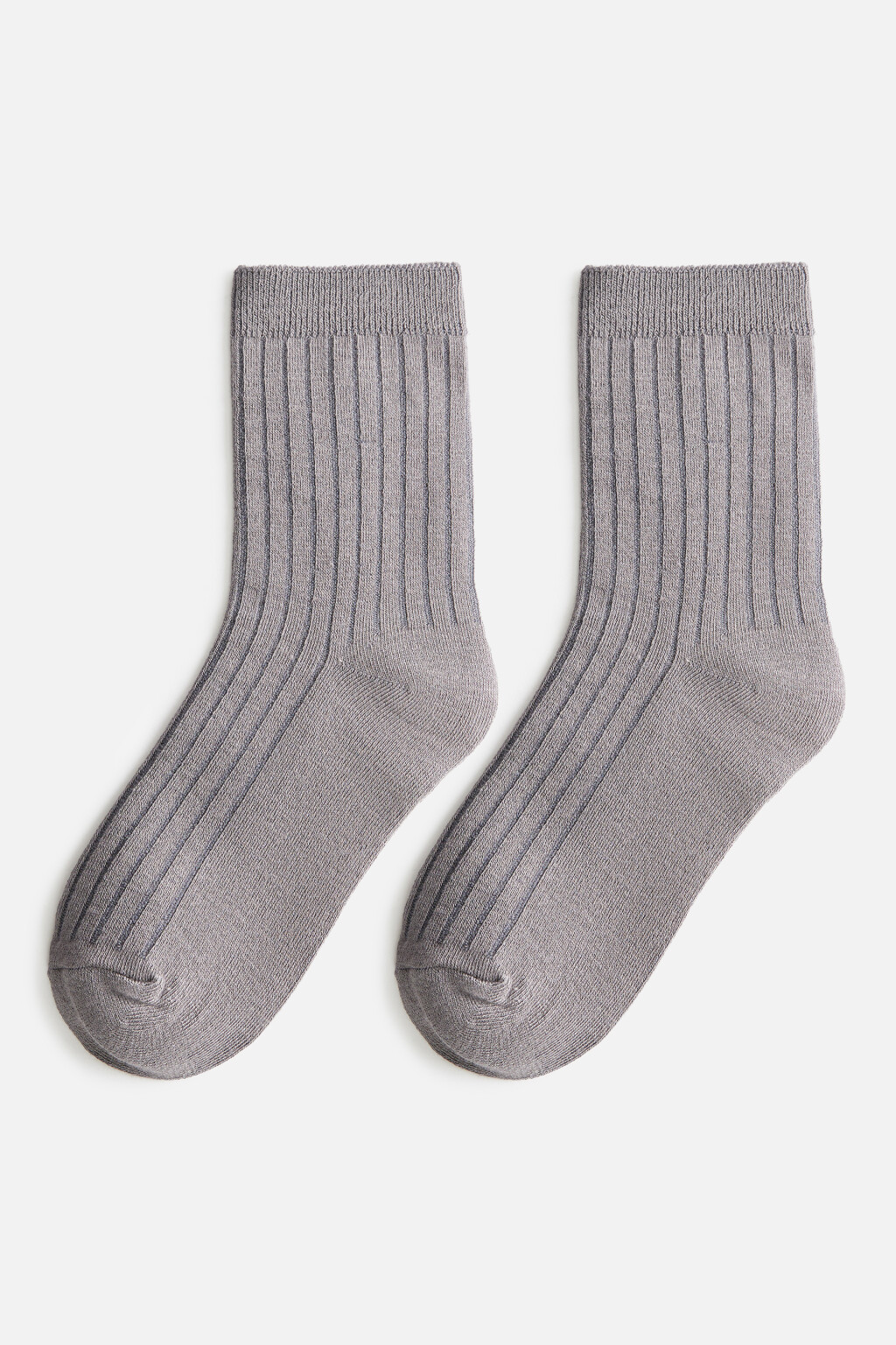 Носки высокие вискозные в рубчик - цвет серый - 1