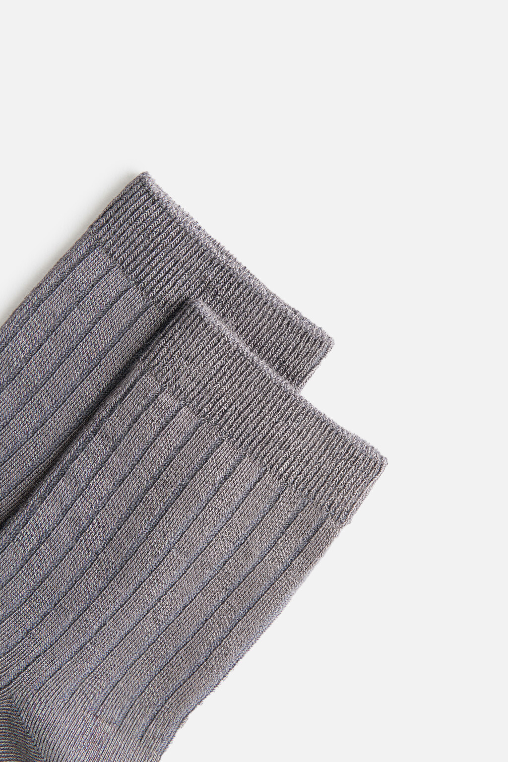 Носки высокие вискозные в рубчик - цвет серый - 2