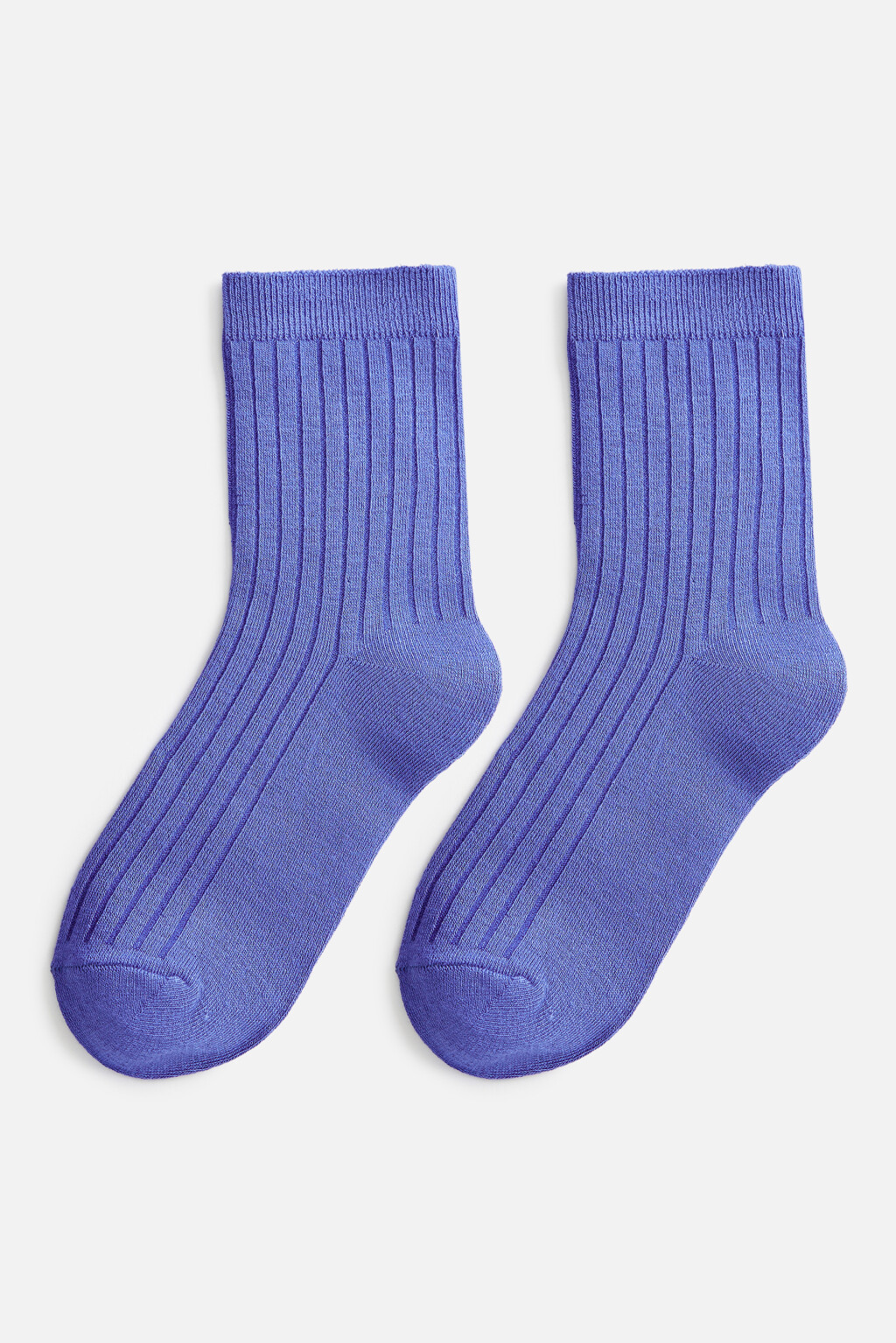 Носки высокие вискозные в рубчик - цвет синий - 1