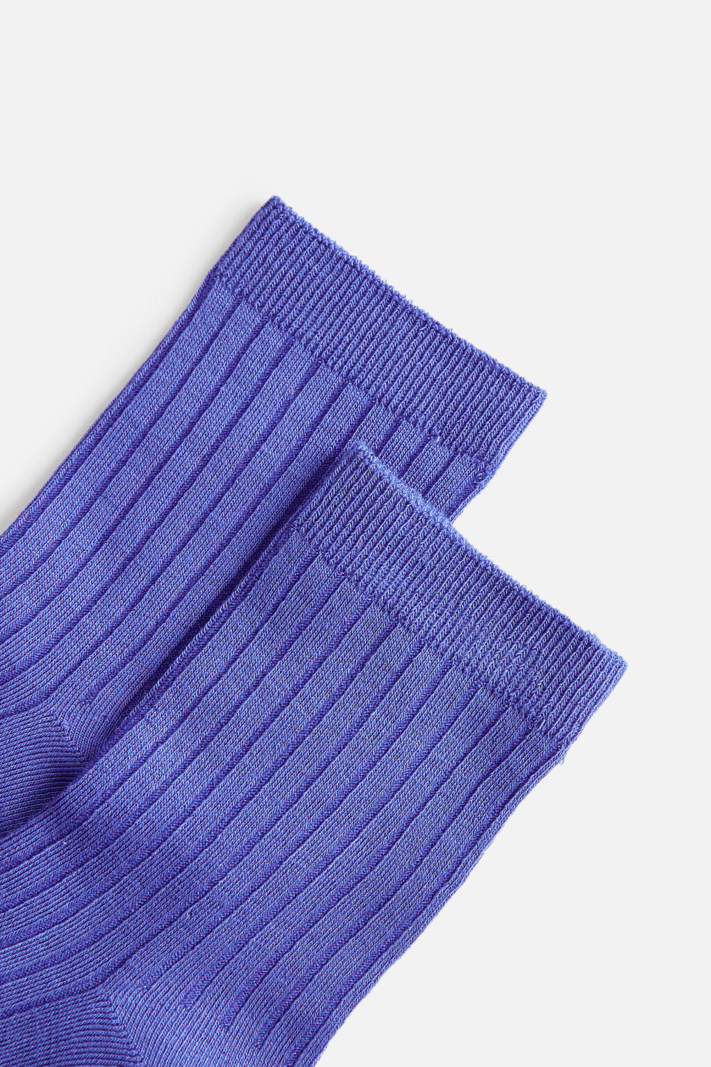 Носки высокие вискозные в рубчик - цвет синий - 2