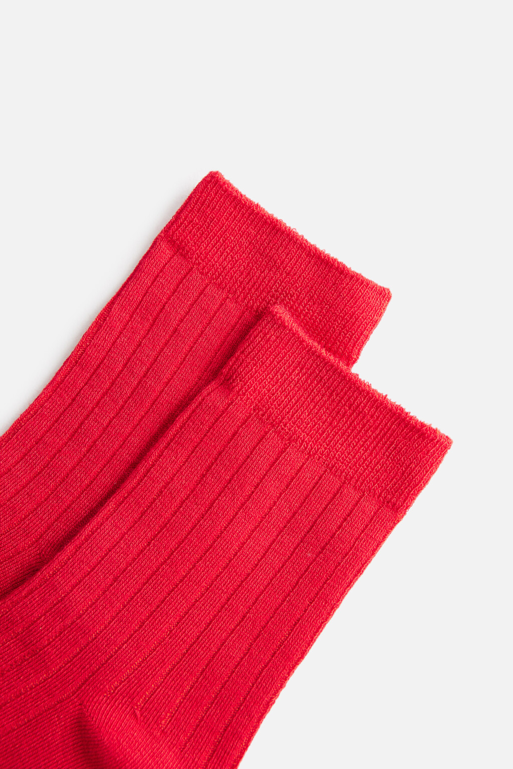 Носки высокие вискозные в рубчик - цвет красный - 2
