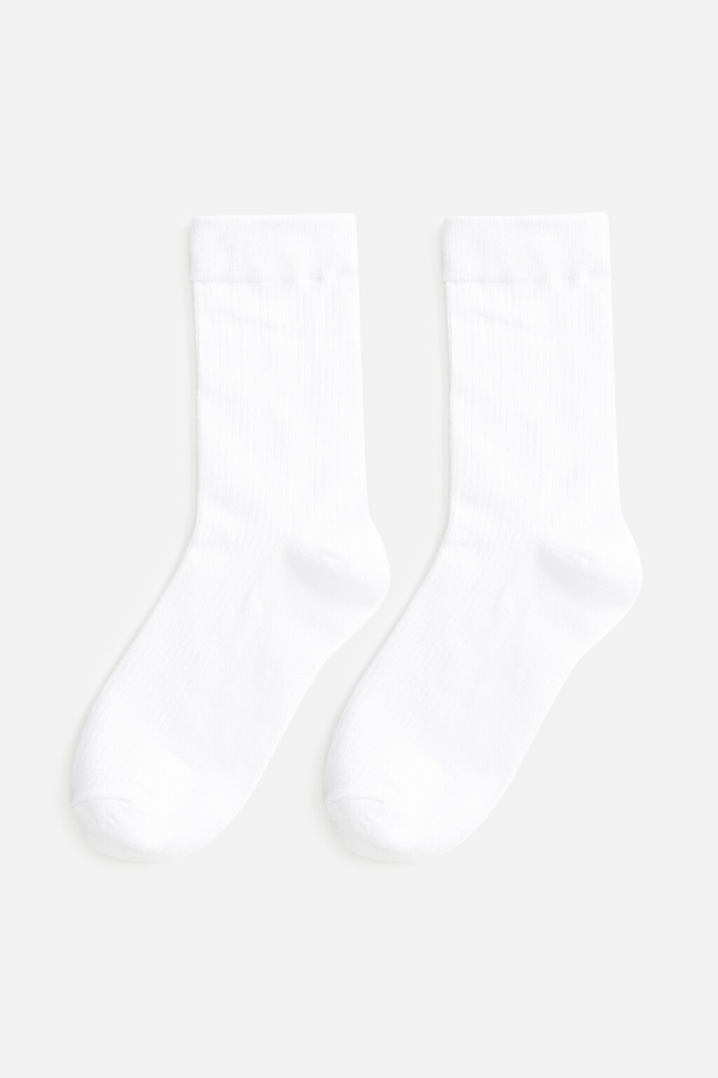 Носки высокие вискозные в рубчик - цвет белый - 1