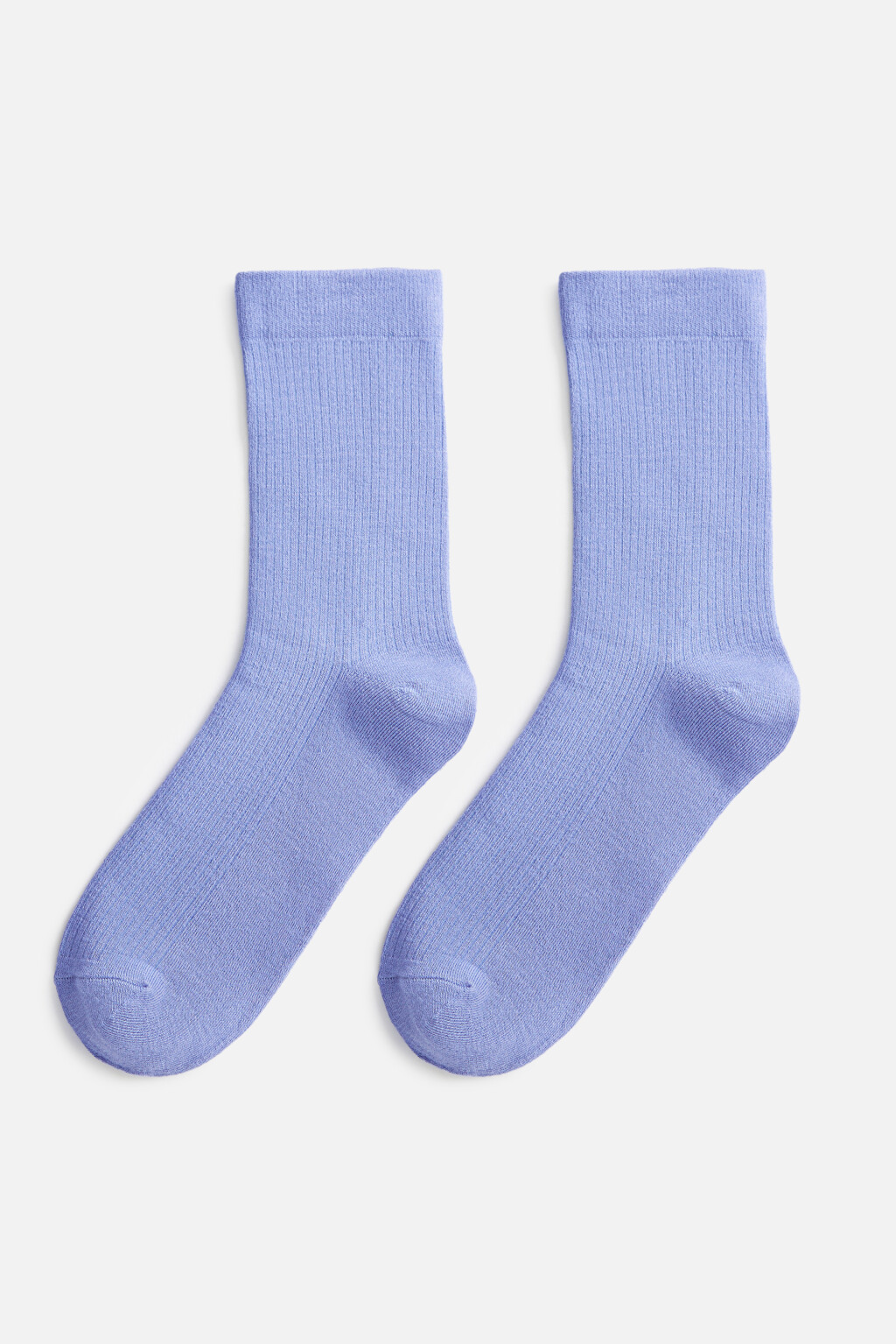 Носки высокие вискозные в рубчик - цвет голубой - 1